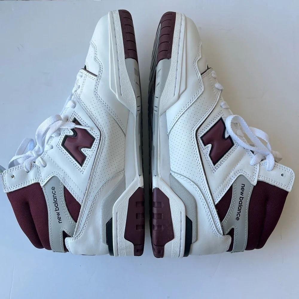 New Balance 650 White Burgundy High Top Sneakers Men 9.5 Women 11